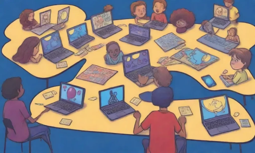 La tecnología y las notas se mezclan en un aula moderno