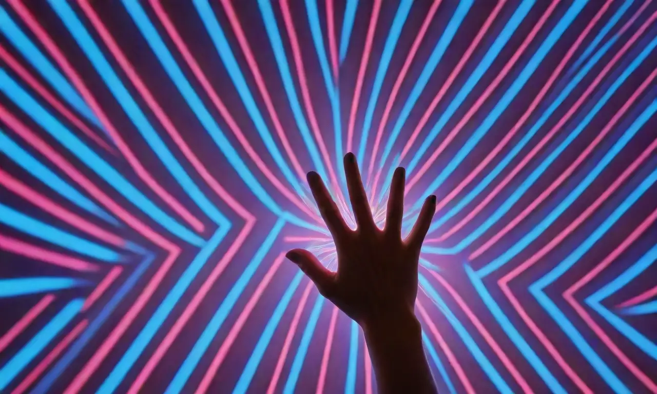 Un estudiante alcanza con su mano hacia un holograma