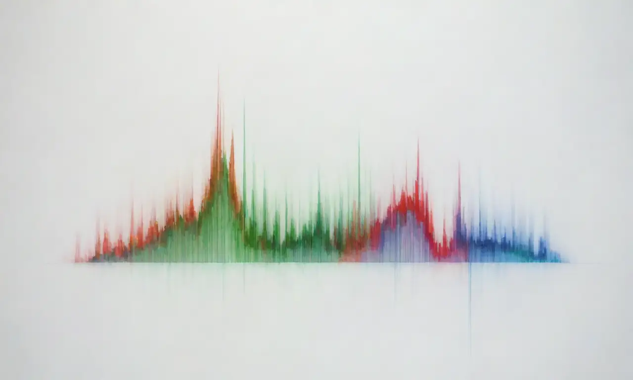 Las gráficas se entrelazan con tecnología, mientras los gráficos florecen en un caleidoscopio de azules eléctricos, rojos y verdes explotan sobre una paleta blanca