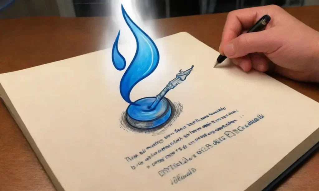 Un bolígrafo ilumina con tinta sobre un papel vibrante