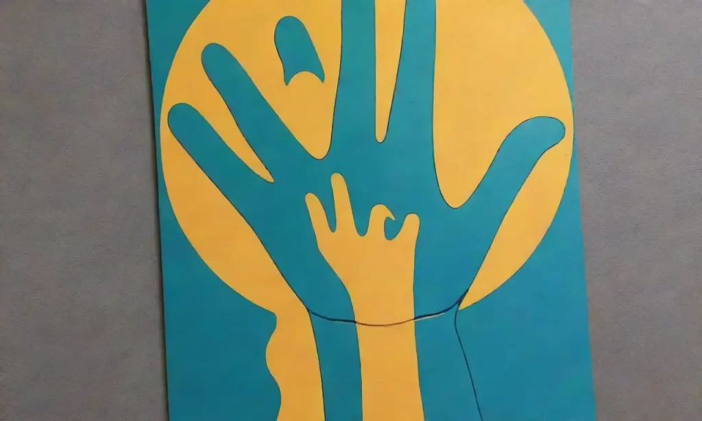 Un mano con resume en color vibrante y un fondo soleado. (A hand with a colorful resume and a sunny background.)