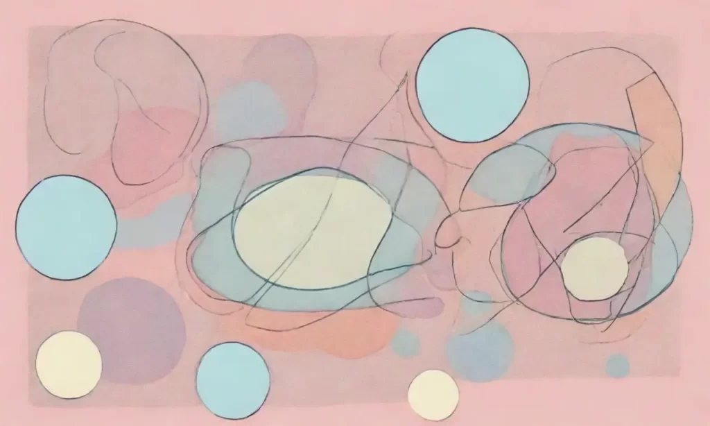 Formas abstractas en colores pastel se superponen