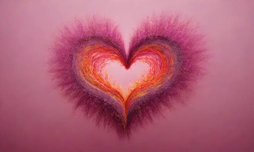 Un corazón vibrante desata colores en formas abstractas