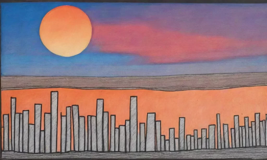 Los gráficos muestran un amanecer vibrante que se combina con circuitos. (The graphs show a vibrant dawn that combines with circuits.)