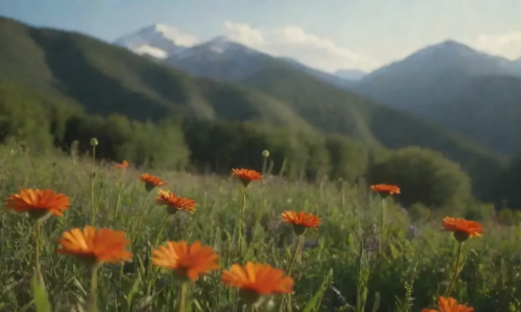 El paisaje es vibrante con colores y formas naturales