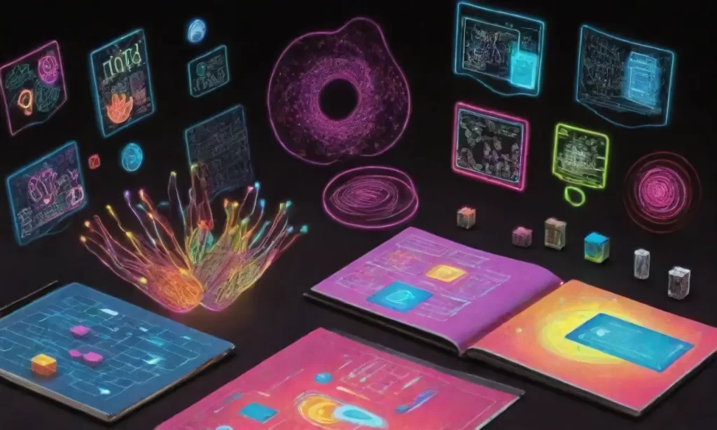 Un universo de realidad aumentada se manifiesta en libros con figuras holográficas