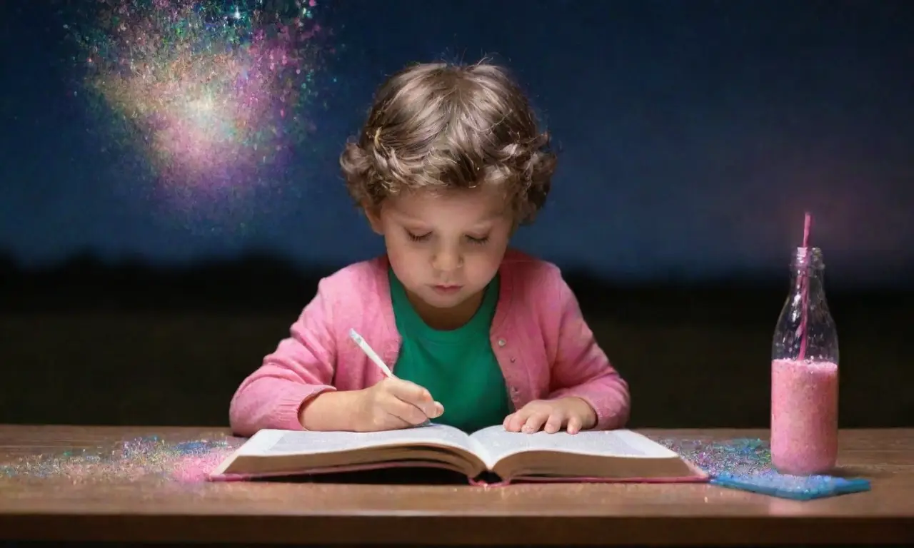 Ilustraciones vibrantes de niños estudiando con detalles de luz y colores