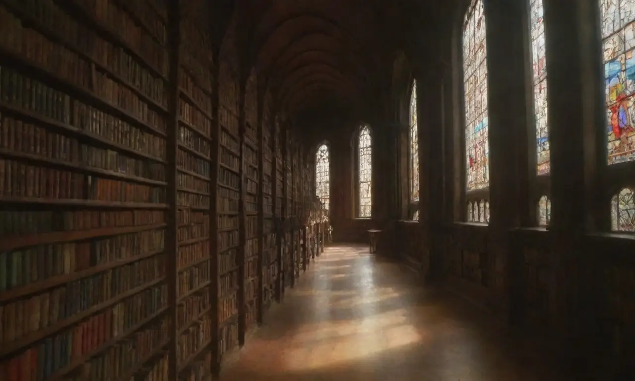 La biblioteca brilla con estudiantes y libros de colores