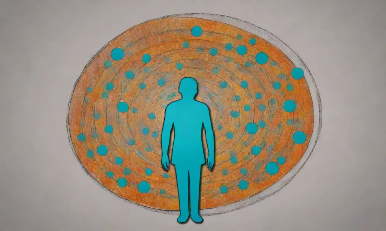 La sabiduría se entrelaza, los gráficos se encienden en tonos amarillos e índigo, y una figura desvanece hacia un horizonte gris. ***This translates to: Knowledge circles interconnect, the charts flash amber and turquoise, and a figure fades towards a gray horizon