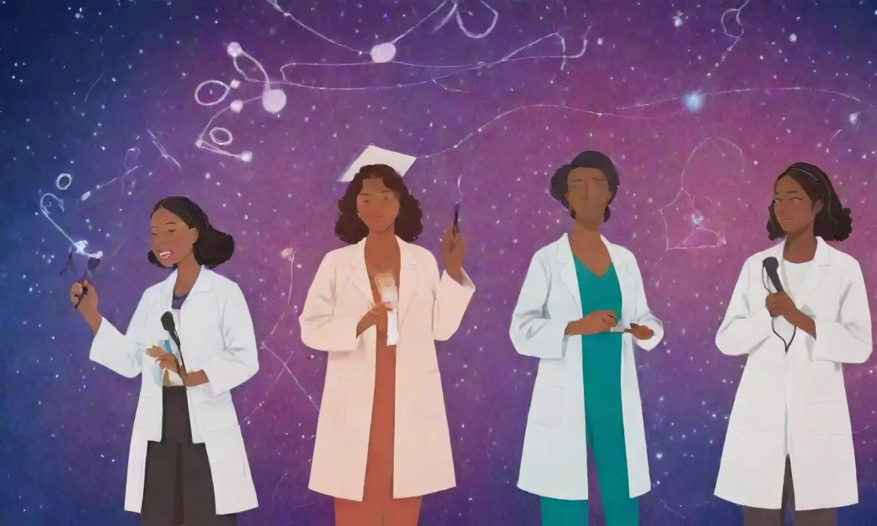 Mujeres con instrumentos de ciencia y sueños