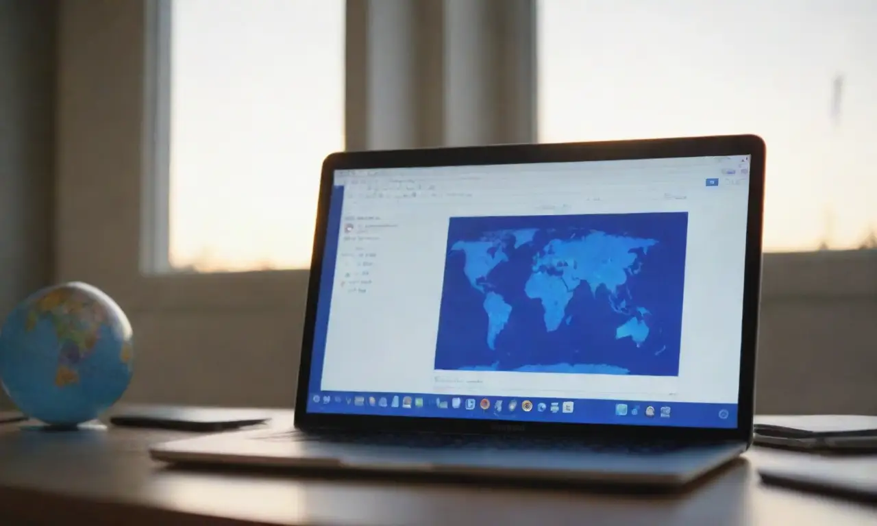La pantalla del portátil muestra un gráfico vibrante de datos azul y planos virtuales
