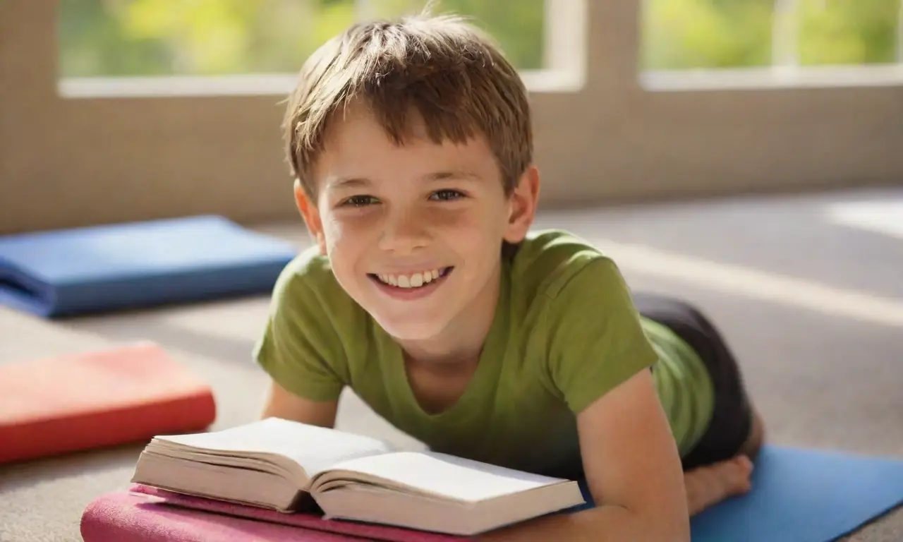 Un rostro de niño con una sonrisa semeja un lienzo de colores. (A boys smiling face seems like a canvas of colors.) This sentence captures the essence of your description: the opening, potential, and playfulness implied by the details you shared