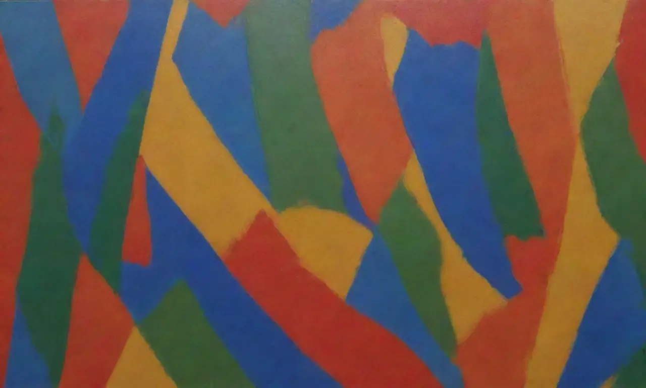 Un arcoíris de iconos artísticos con pinceladas vibrantes y formas abstractas
