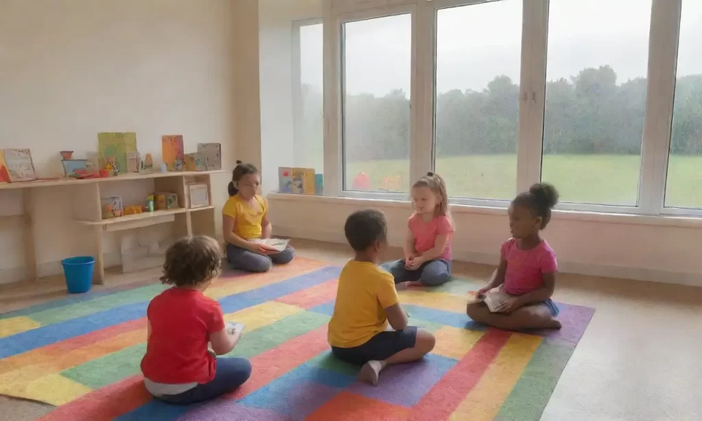 Los niños se encuentran en silencio con bloques coloridos y lápices