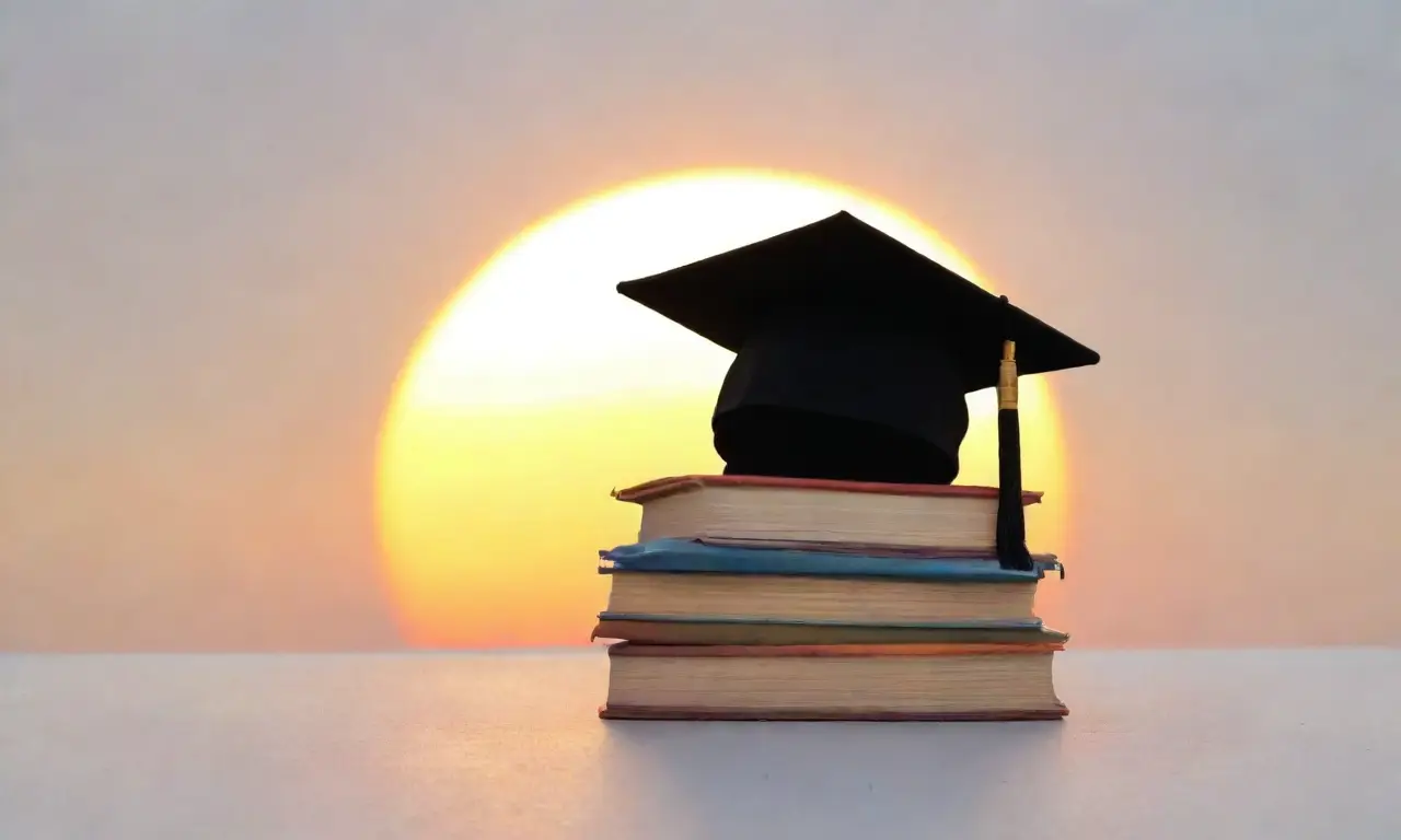 Capes de graduación se erigen sobre libretas soleadas