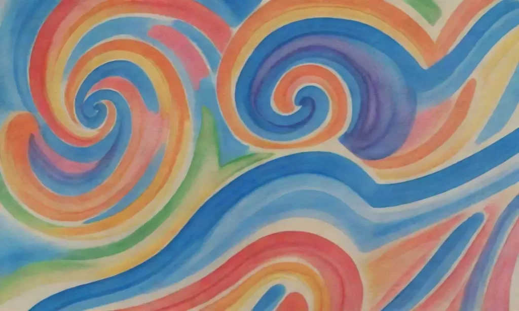 Los colores abstractos se fusionan con líneas neon azules