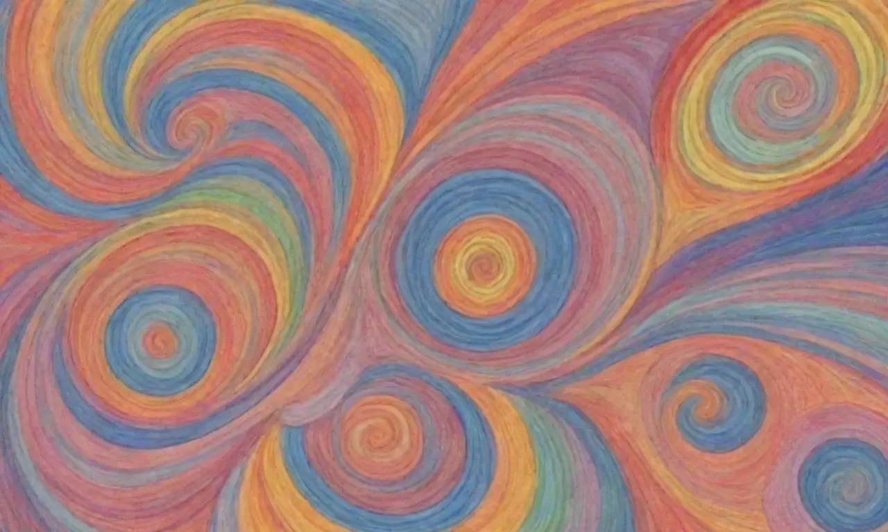 Las abstracciones de colores danzan en una luz suave. (The abstract colors dance in a pale light.)