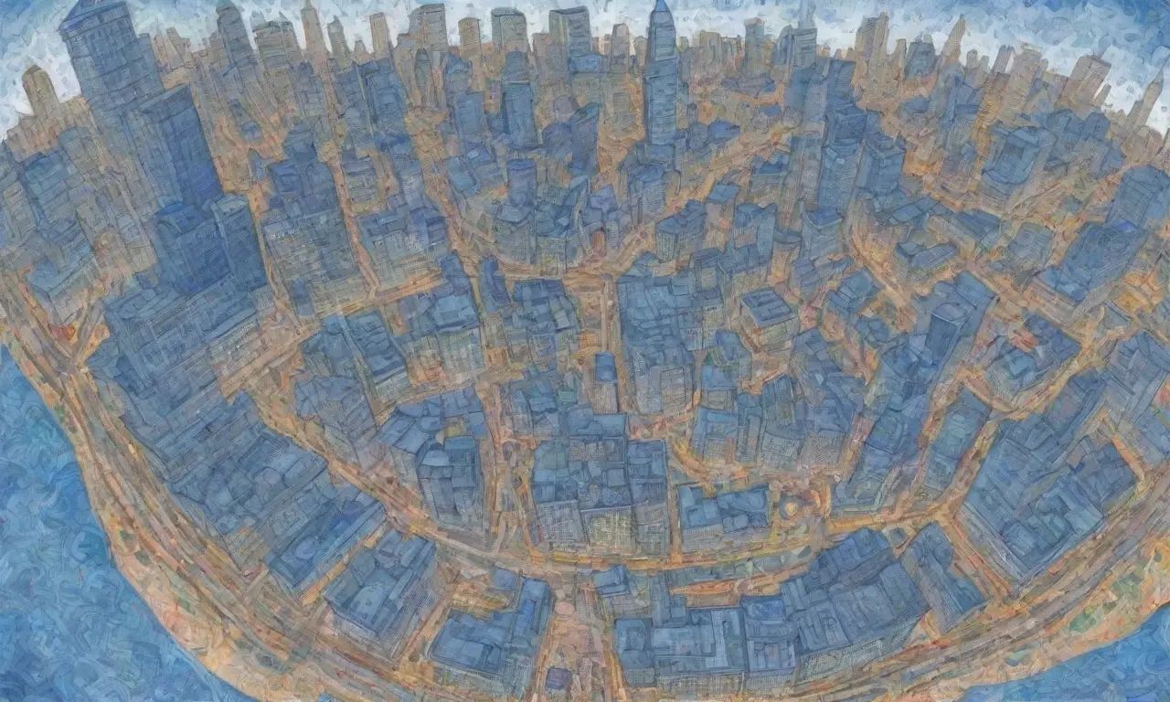 Mapas en un caleidoscópico de pinceladas azules