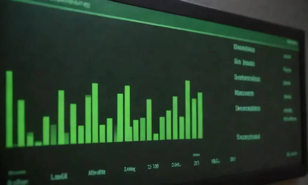 La pizarra digital brilla con gráficos verdes y gráficos