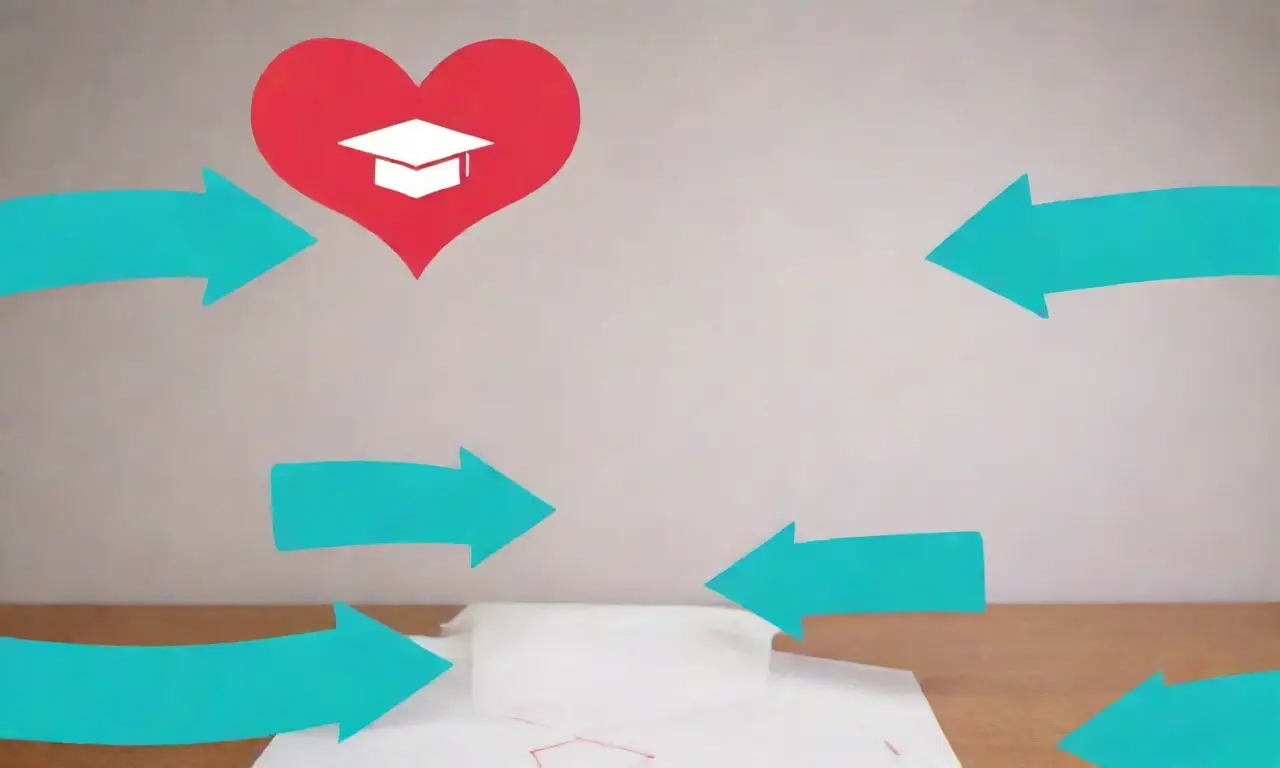 Un collage educativo con gráficos e imágenes abstractas