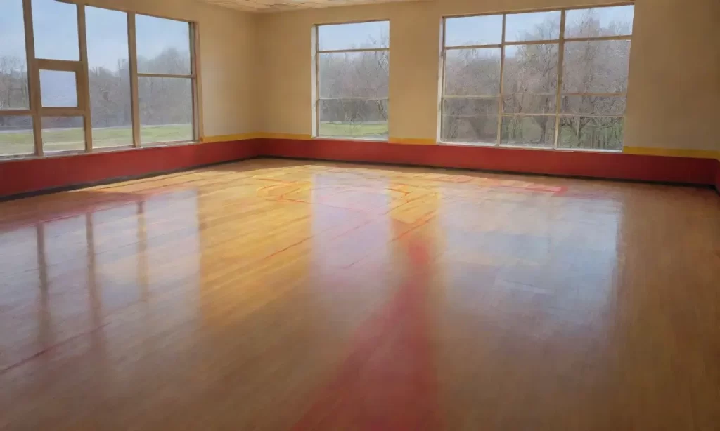 Las figuras abstract marcan un gimnasio con líneas blancas y luz solar