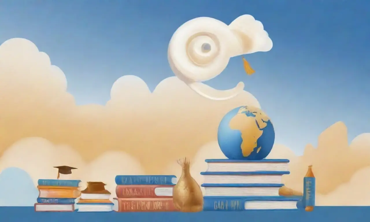 Un cielo azul con detalles de humo y mundo en la ilustración