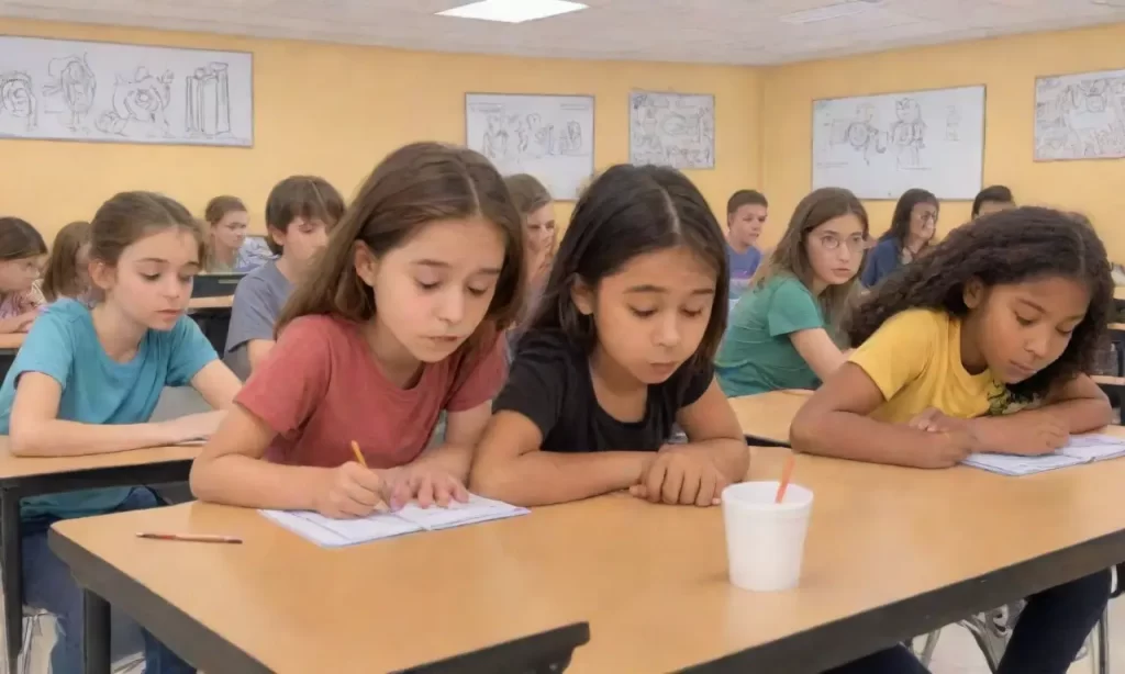 Estudiantes aprenden con pasión en la luz tenue