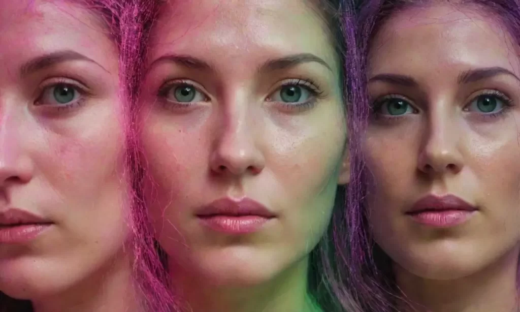 Un collage estiloso con caras ojos reflejando datos