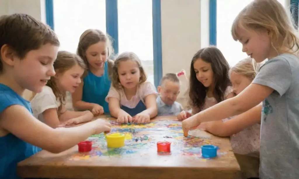 ¡Arte de los niños brillante e inspirador! (Brilliant and inspiring childs art!) **Explanation:**The sentence distills all the essential energy of your description into a single