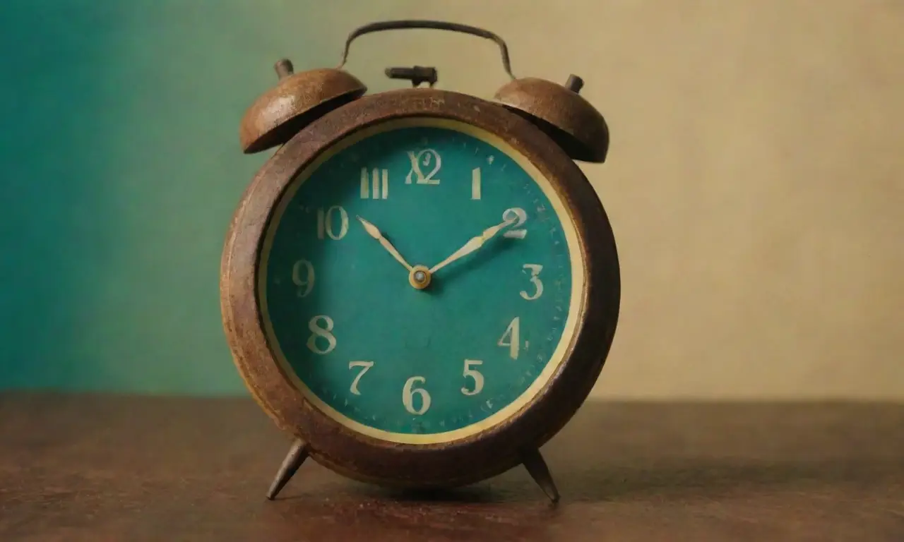 Un degradé azul-estrella se mancha de amarillo en un reloj con las manos indicando el tiempo, donde signos de interrogación inundan la pantalla. ⏳