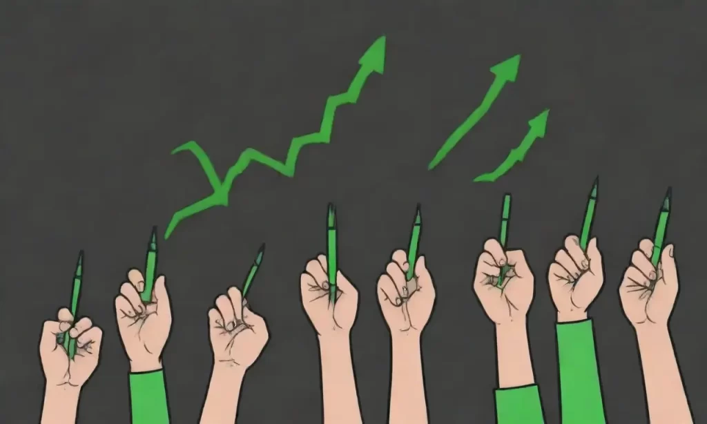 Las diagramas se disuelven para manos que cargan plumas de un verde vibrante contra el cielo grisáceo