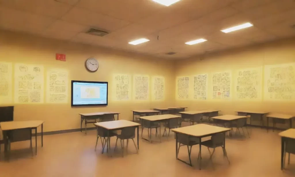 Un aula con líneas borrosas