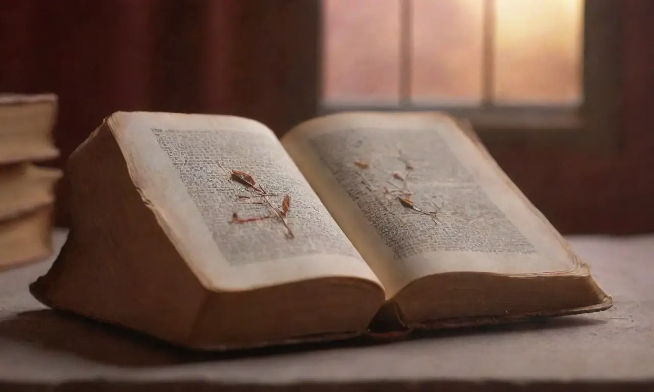 Un mundo de libros y vida emergen bajo un cielo rojo