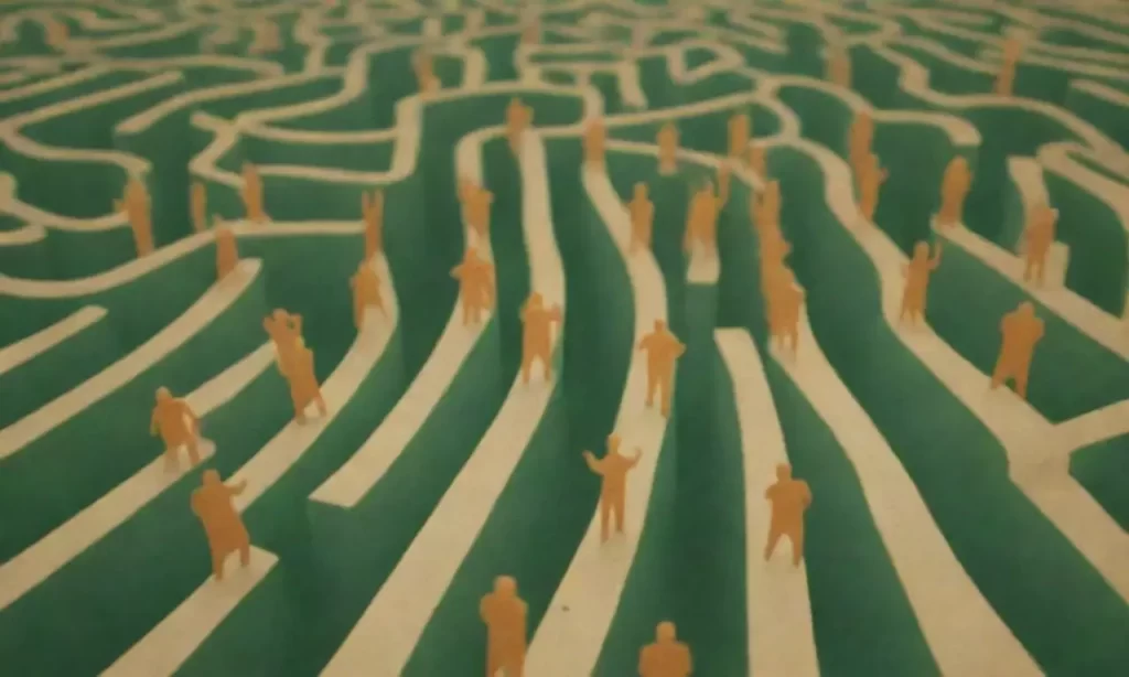 Un maqizo abstracto representa la tensión académica con un paisaje de calma y esperanza