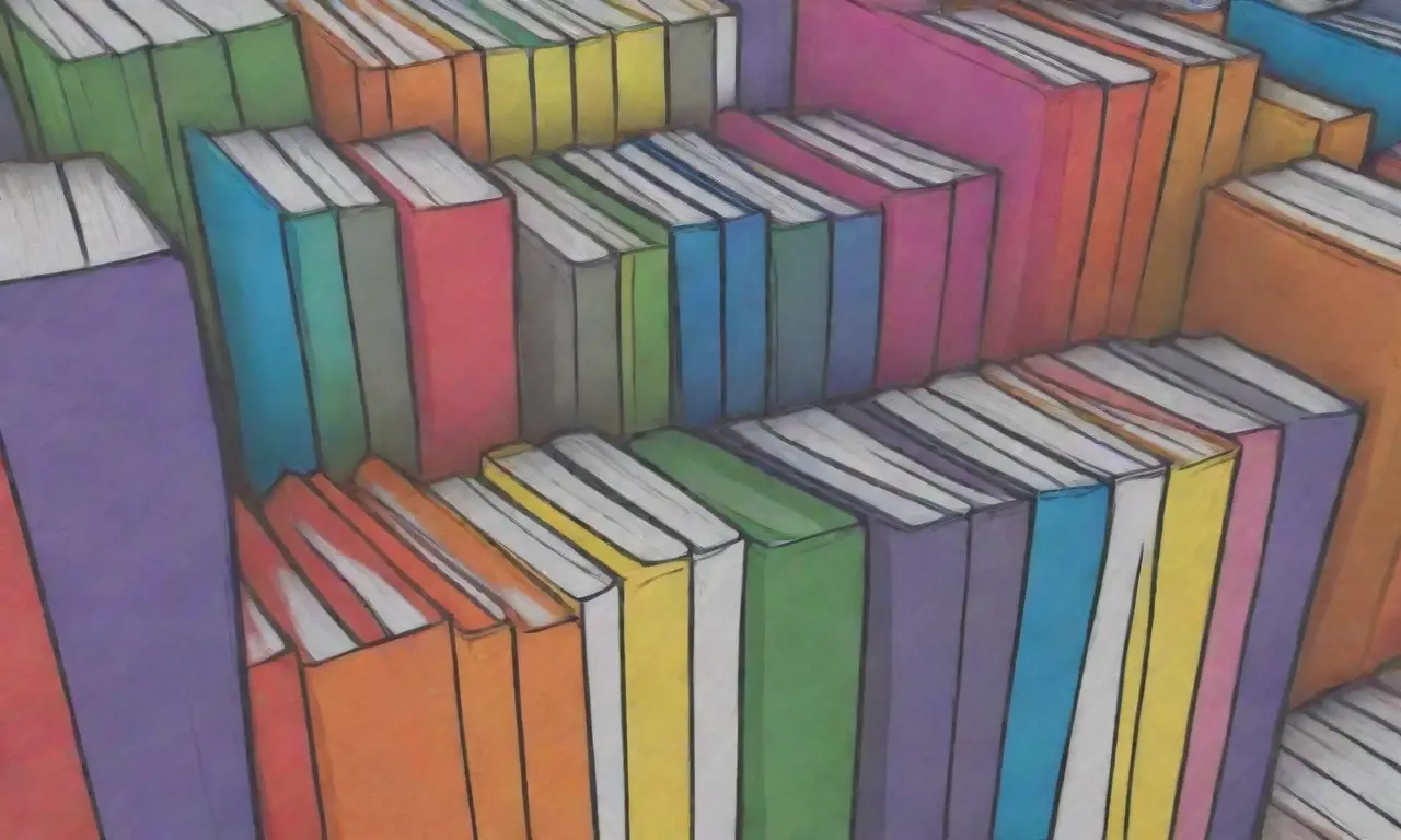 Libros coloridos contra pantalla con datos que circularan