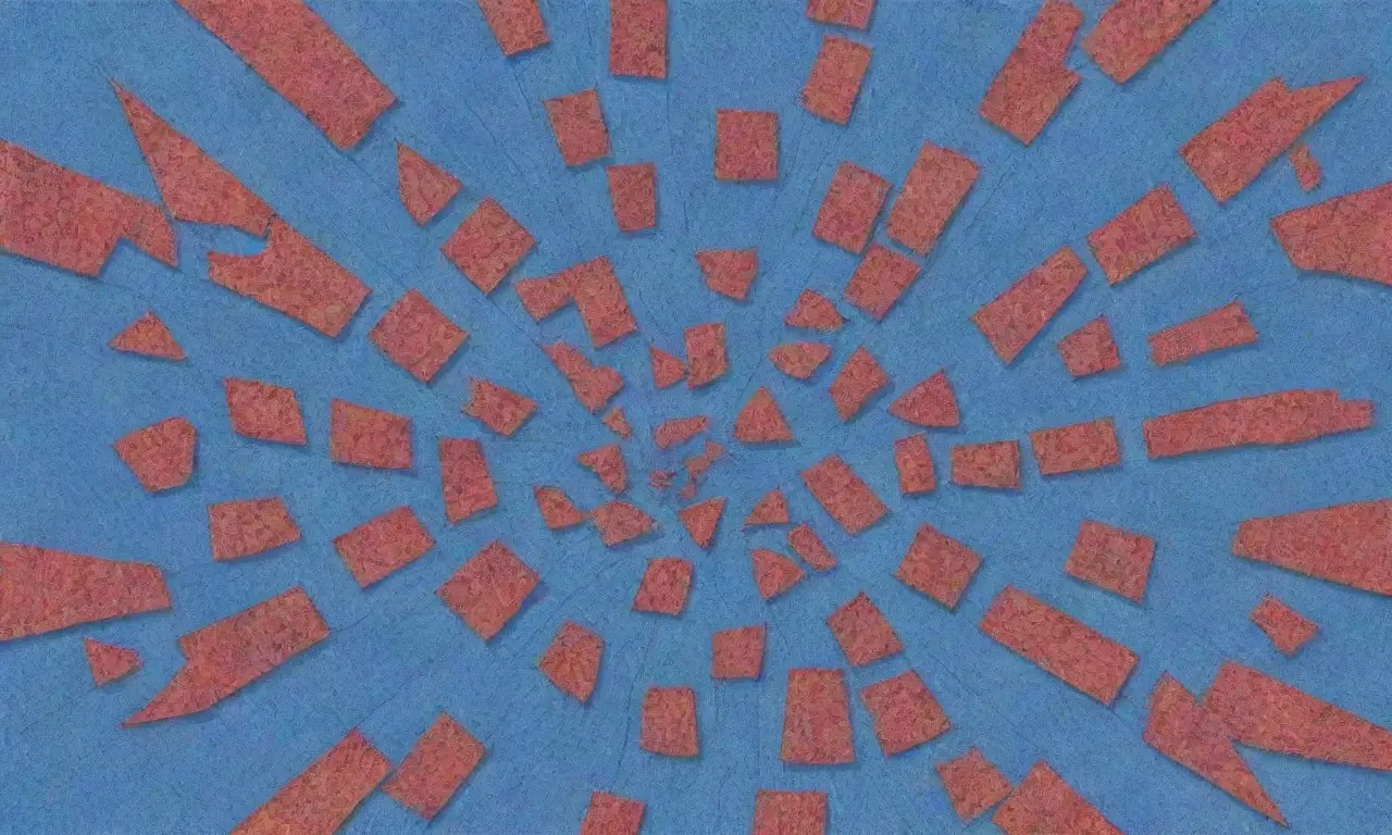 El caos globalizado, un caleidoscopio de imágenes fragmentadas, se entrelaza en hilos de papel azul