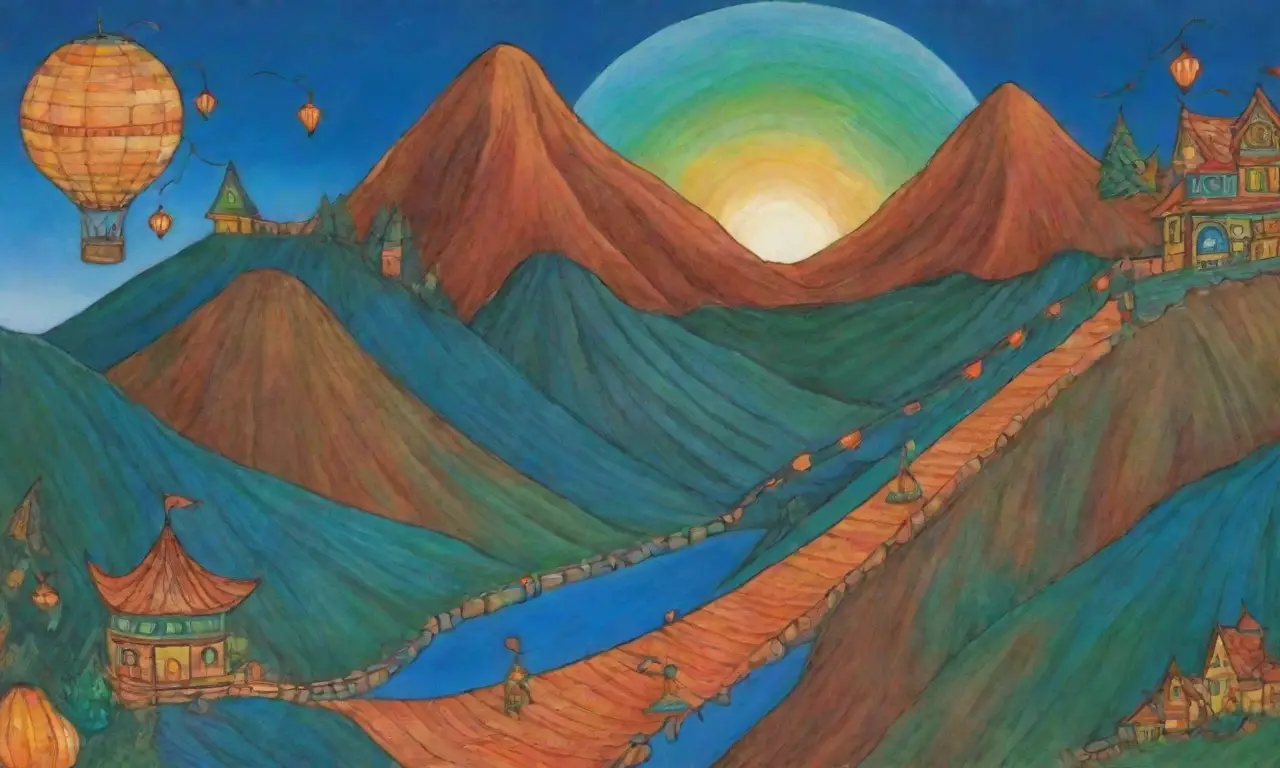 La pintura evoca un paisaje colorido e vibrante