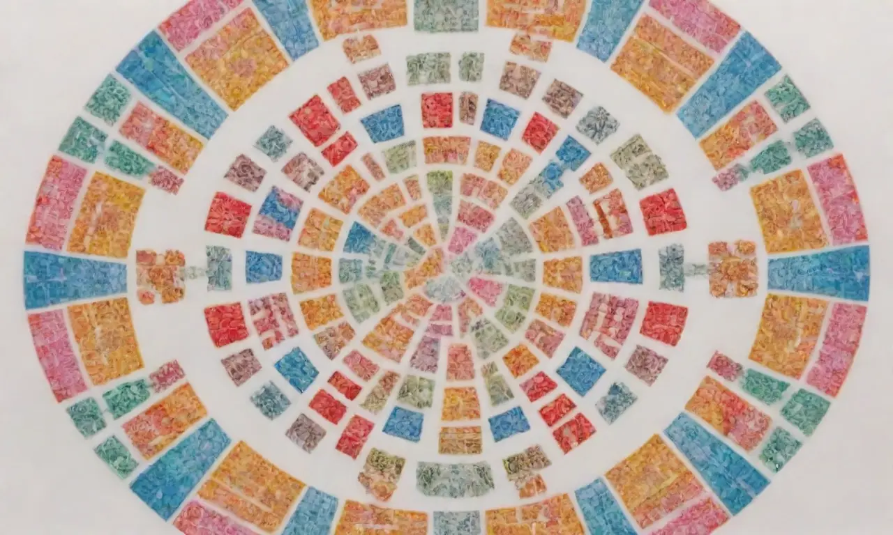 Un colorido caleidoscopio de iconos en un fondo blanco muestra diferentes tipos educativos