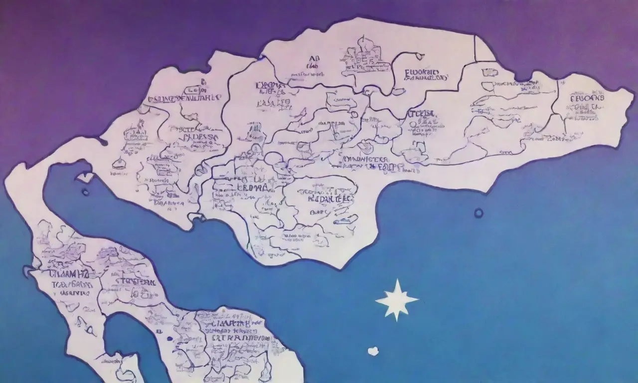El cielo azul se desvanece en violeta profundo, destacando un mapa con las etapas de la tutoría