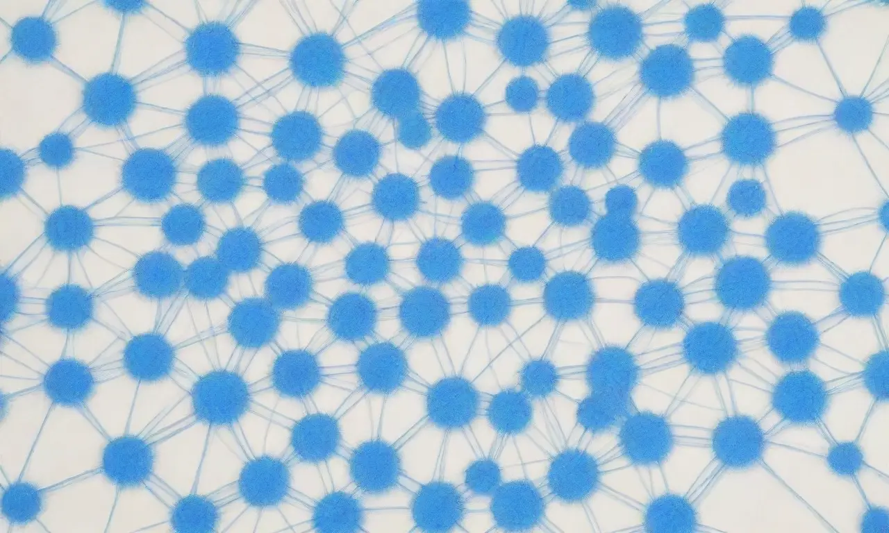 El patrón abstracto de gráficos, tablas y nodos interconectados en un azul vibrante contra un fondo blanco