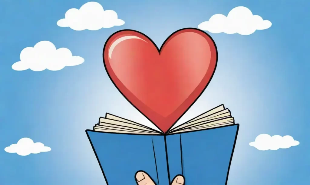 Umbrella y corazón bajo un cielo azul