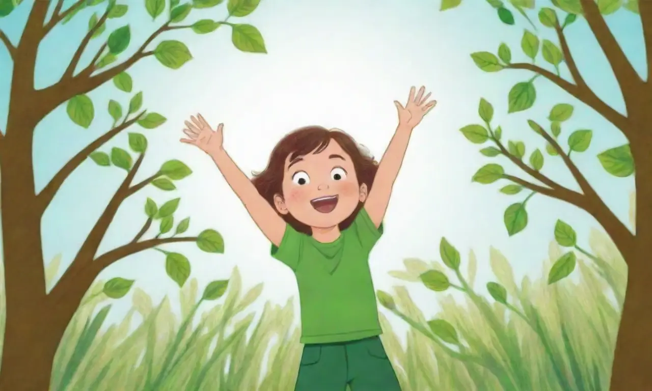 Un colorido bosque con niños curiosos y asombro