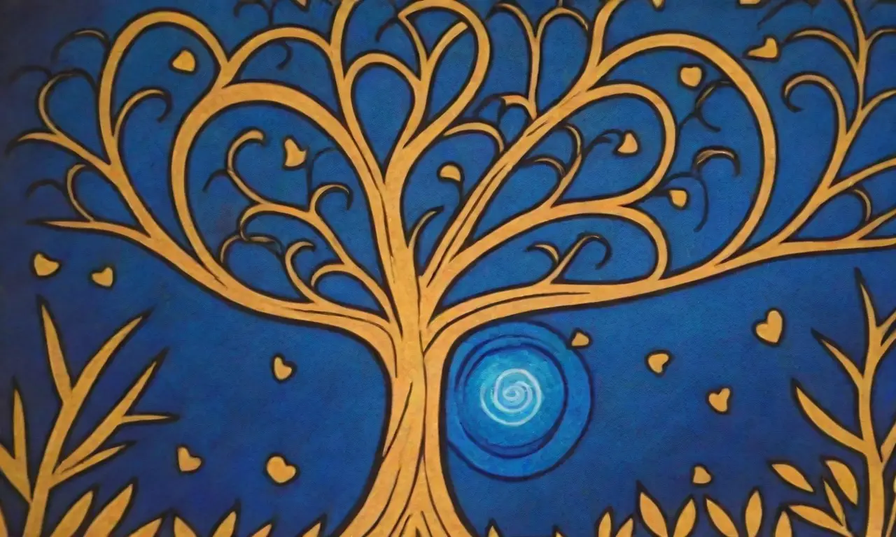 Una explosión de energía azul eléctrica con una luz dorada y un árbol en el centro ✨.This breaks down as follows:* **Una explosión de energía azul eléctrica:** A vibrant abstract design of swirling energy bursts * **con una luz dorada:** in shades of electric blue. * **y un árbol en el centro:** illuminatethe center of the image as if sunlight is hitting it, reflecting off of geometric shapes. I hope this helps! Let me know if youd like to work on another sentence