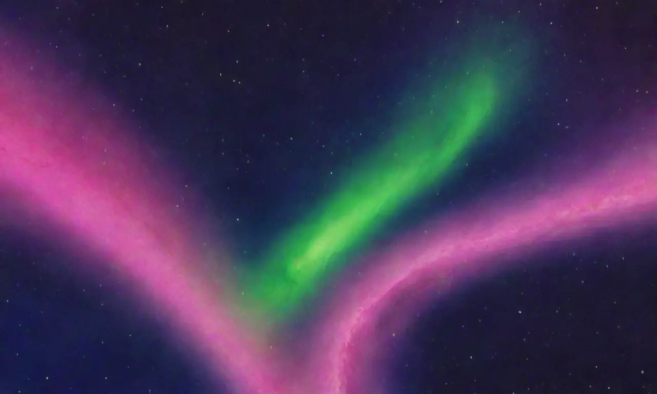 Las pinceladas del neón rosado destacan en un cosmos vibrante