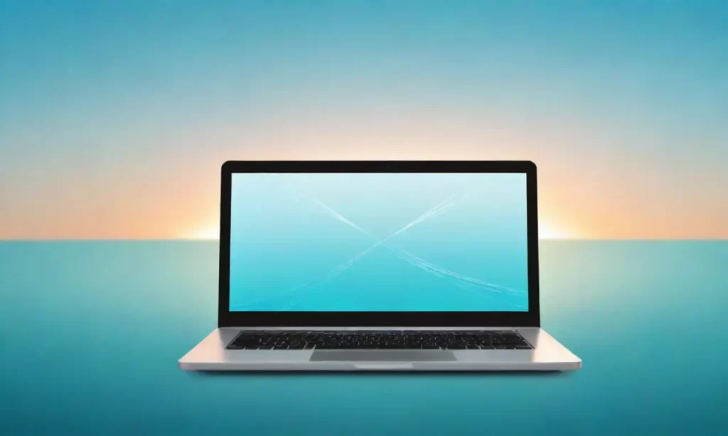 Laptops con un amanecer en tenue de azul y turquesa