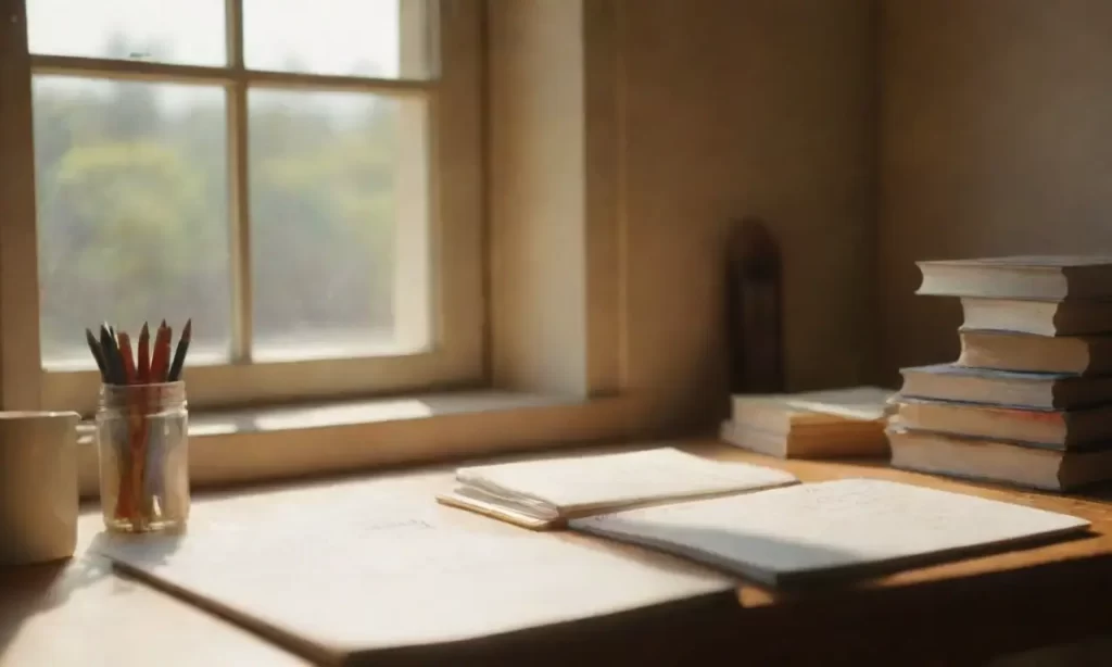 Ventanas soleadas con papel y libros