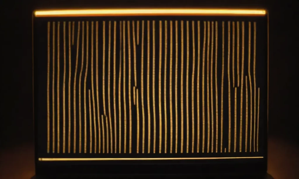 La pantalla del ordenador se muestra con código dorado
