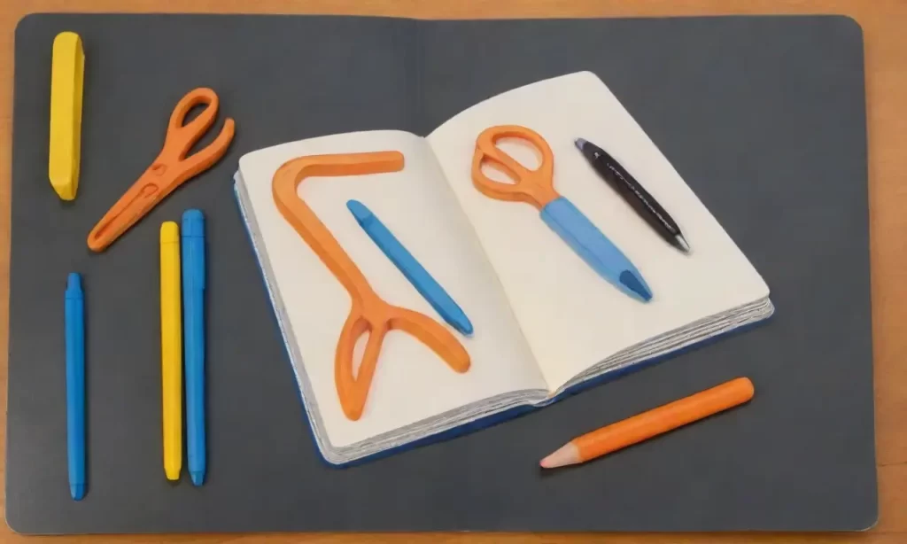 Un libro con un faro ilumina detalles de herramientas y colores