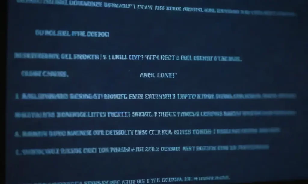 La pantalla del portátil muestra líneas de texto en grises