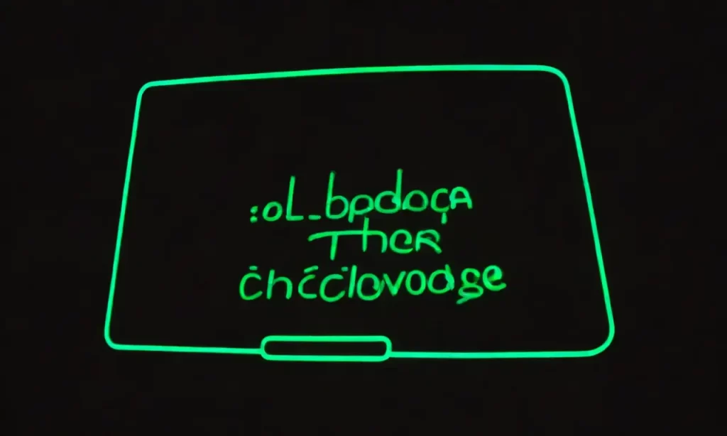 La laptop brilla con un verde tenue